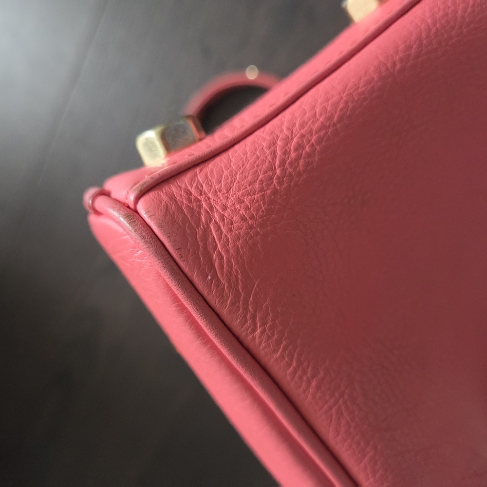 Rebecca Minkoff Coral Pink Leather Crossbody Bag Gold Chain - Picture 4 of 16